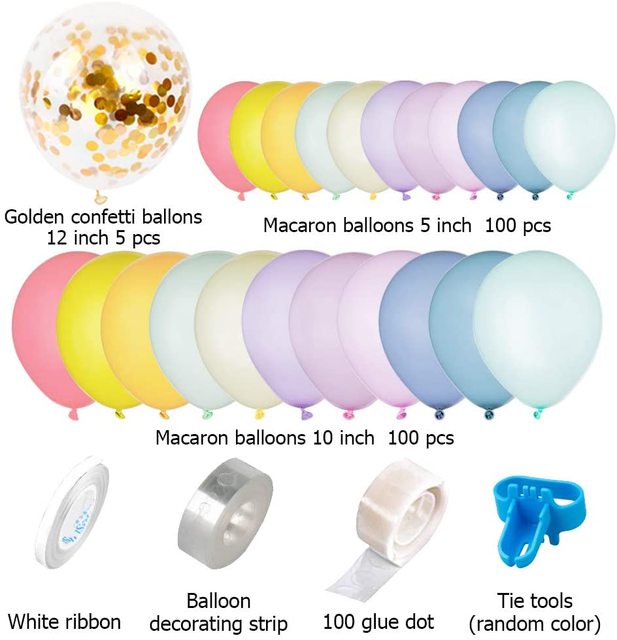 Magiczny zestaw balonów z jednorożcem Rainbow Macaron dla dzieci(Magiczny zestaw 209 balonów Rainbow Macaron z jednorożcem do dekoracji na Baby Shower i urodziny) - Wianko - 1