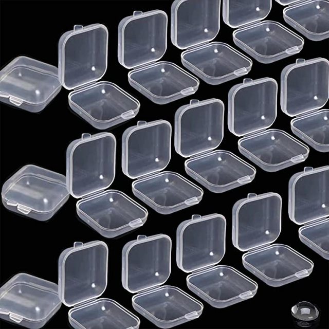 Mini kwadratowe pudełka z tworzywa sztucznego do przechowywania biżuterii - przezroczyste, 1-10 sztuk - Wianko - 2