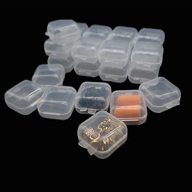 Mini kwadratowe pudełka z tworzywa sztucznego do przechowywania biżuterii - przezroczyste, 1-10 sztuk - Wianko - 4