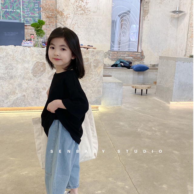 Dżinsy Bear Leader Girls w koreańskim stylu, wiosna/jesień 2021, solidny kolor, casual i proste spodnie dla dzieci - Wianko - 17