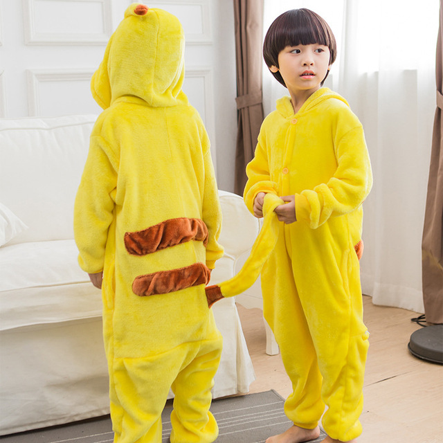 Jednorożec Kigurumi zimowa flanela, smok Stitch, piżama z kapturem dla dzieci w wieku przedszkolnym i szkolnym - Wianko - 6