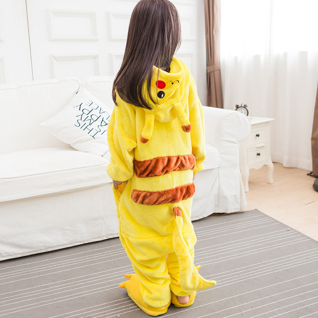 Jednorożec Kigurumi zimowa flanela, smok Stitch, piżama z kapturem dla dzieci w wieku przedszkolnym i szkolnym - Wianko - 5