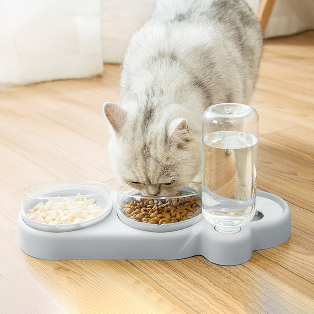 Automatyczna miska dla kotów z fontanną i pojemnikiem na karmę - stojak z akcesoriami dla kotów - Wianko - 3