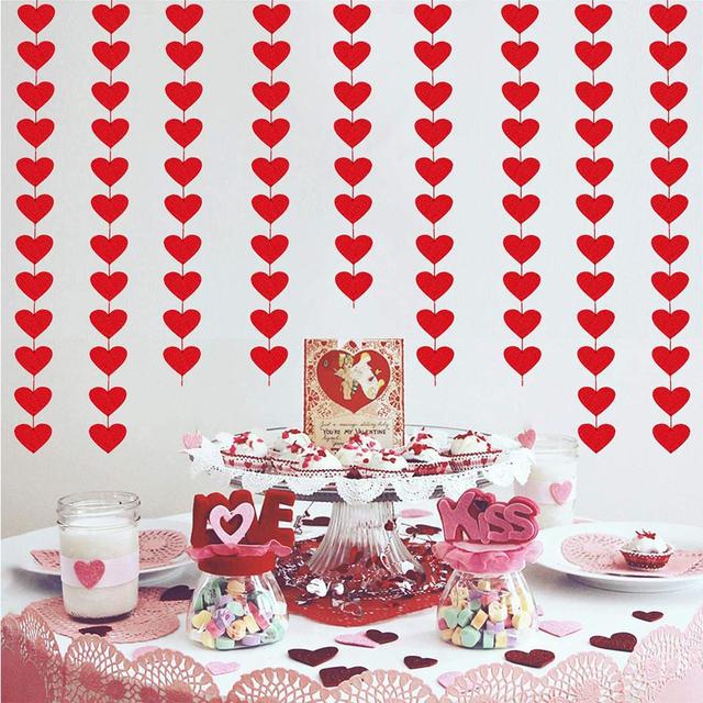 Czerwone serca Garland DIY - dekoracyjny sznurek na walentynki, ślub, rocznicę i przyjęcie urodzinowe - Wianko - 1
