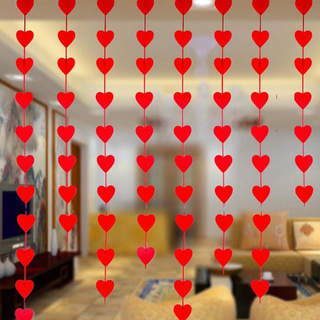 Czerwone serca Garland DIY - dekoracyjny sznurek na walentynki, ślub, rocznicę i przyjęcie urodzinowe - Wianko - 5