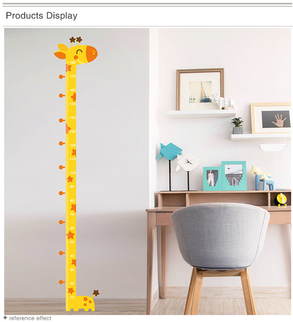 Naklejki na ścianę mierzące wzrost DIY, kreskówkowa żyrafa, dekoracja dla dzieci w sypialni i salonie - Wianko - 4