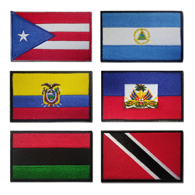 Plecak z haftowanymi łatkami flagi Ameryki, Portoryko, Ekwadoru, Nikaragui i Haiti - Wianko - 1