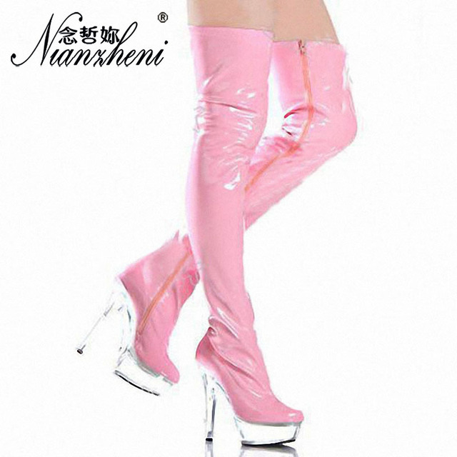 Kolana we włosy: Różowe, 6-calowe szpilki na platformie - fetyszowa, gotycka para butów dla kobiet - Wianko - 4