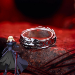 Piękny czarny pierścień króla Huaying z 925 srebra - Anime peryferyjny, szabla Alter - eleganckie srebrne akcesoria - Wianko - 4