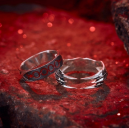 Piękny czarny pierścień króla Huaying z 925 srebra - Anime peryferyjny, szabla Alter - eleganckie srebrne akcesoria - Wianko - 1