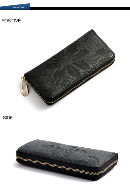 Zency portfel długi ze skóry naturalnej dla kobiet z kwiatowym wzorem, uchwyt na karty kredytowe i monety - Wianko - 9