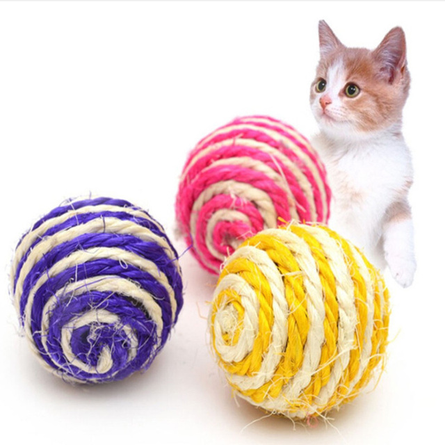 Zabawka dla kota - sizalowa linka z piłką interaktywną - Wianko - 3