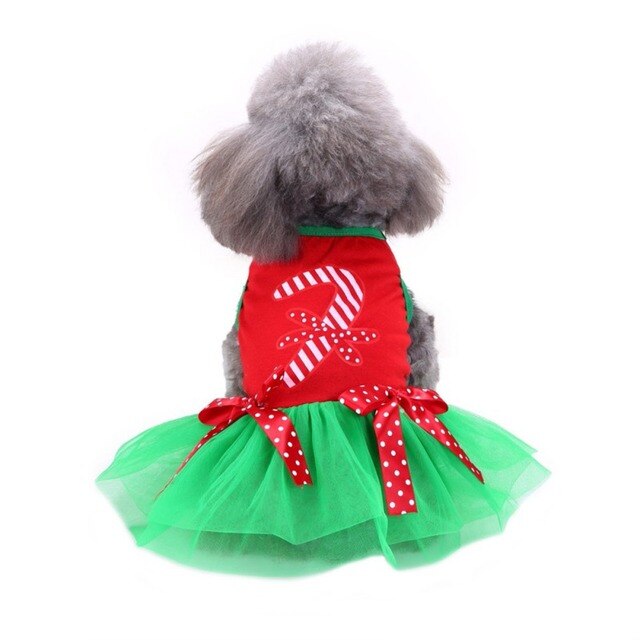 Sukienka świąteczna dla psów - poliestrowa spódnica z nadrukiem łosia i kokardką - Wianko - 6