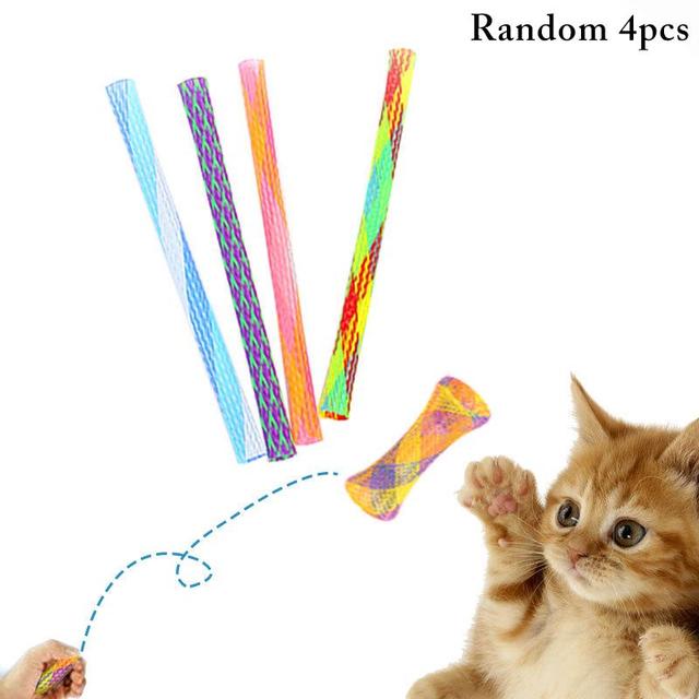 Zabawka dla kota - zestaw 4 elastycznych rur sprężynowych interaktywnych zabawek dla kotów, dostępne w losowym kolorze - Wianko - 5