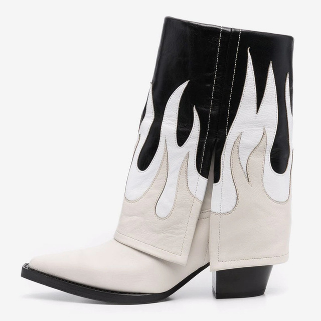 Nowe kobiety ogień buty West Cowboy zimowe 2021 - moda, drukowanie, zamsz, gruby obcas, Botas de Mujer - Wianko - 12