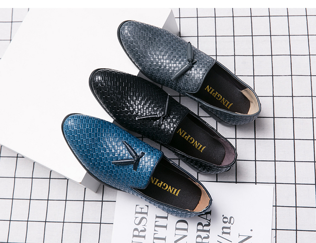 Czarne męskie mokasyny skórzane - buty wizytowe casual streetwear Street Trend - Wianko - 2