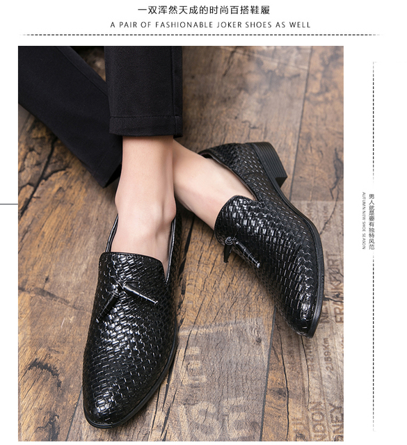Czarne męskie mokasyny skórzane - buty wizytowe casual streetwear Street Trend - Wianko - 9
