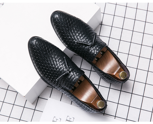Czarne męskie mokasyny skórzane - buty wizytowe casual streetwear Street Trend - Wianko - 8