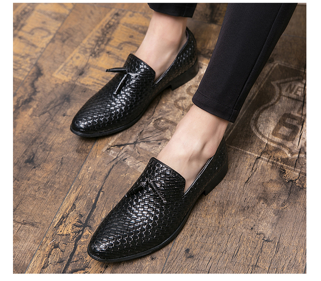 Czarne męskie mokasyny skórzane - buty wizytowe casual streetwear Street Trend - Wianko - 10
