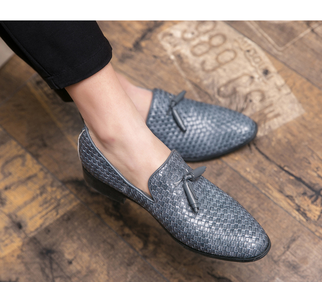 Czarne męskie mokasyny skórzane - buty wizytowe casual streetwear Street Trend - Wianko - 12