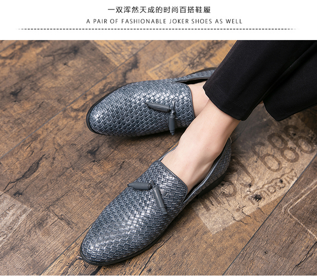 Czarne męskie mokasyny skórzane - buty wizytowe casual streetwear Street Trend - Wianko - 14