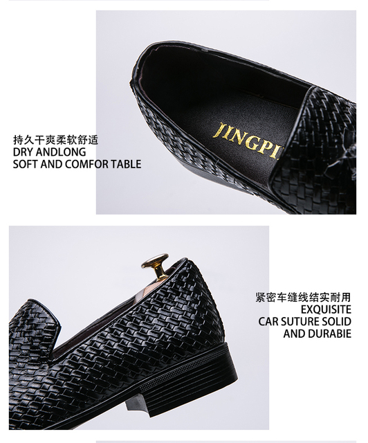 Czarne męskie mokasyny skórzane - buty wizytowe casual streetwear Street Trend - Wianko - 4