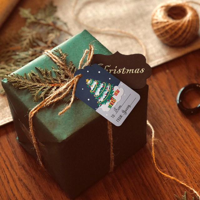 Zawieszki wesołych świąt z papieru pakowego DIY Handmade prezent etykieta Santa Claus dekoracje nowy rok - Wianko - 2