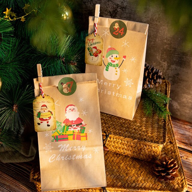 Zawieszki wesołych świąt z papieru pakowego DIY Handmade prezent etykieta Santa Claus dekoracje nowy rok - Wianko - 3