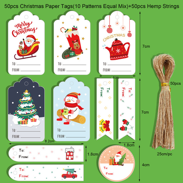 Zawieszki wesołych świąt z papieru pakowego DIY Handmade prezent etykieta Santa Claus dekoracje nowy rok - Wianko - 8