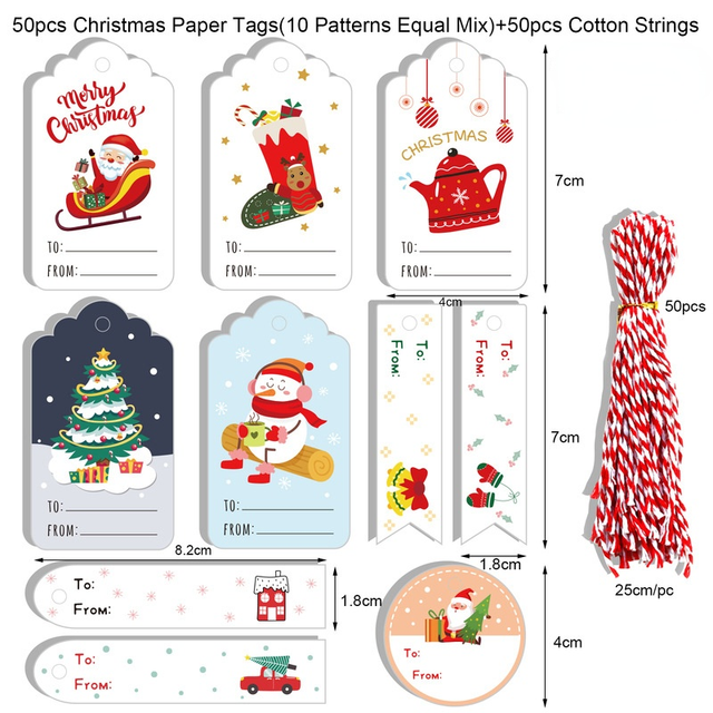 Zawieszki wesołych świąt z papieru pakowego DIY Handmade prezent etykieta Santa Claus dekoracje nowy rok - Wianko - 10