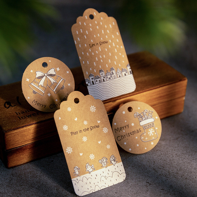 Zawieszki wesołych świąt z papieru pakowego DIY Handmade prezent etykieta Santa Claus dekoracje nowy rok - Wianko - 6