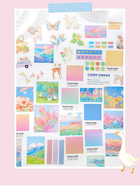 40 sztuk estetyczne naklejki na dziennik Bullet Scrapbooking z cukierkowymi kolorami i kwiatowymi wzorami Kawaii - papeteria - Wianko - 1