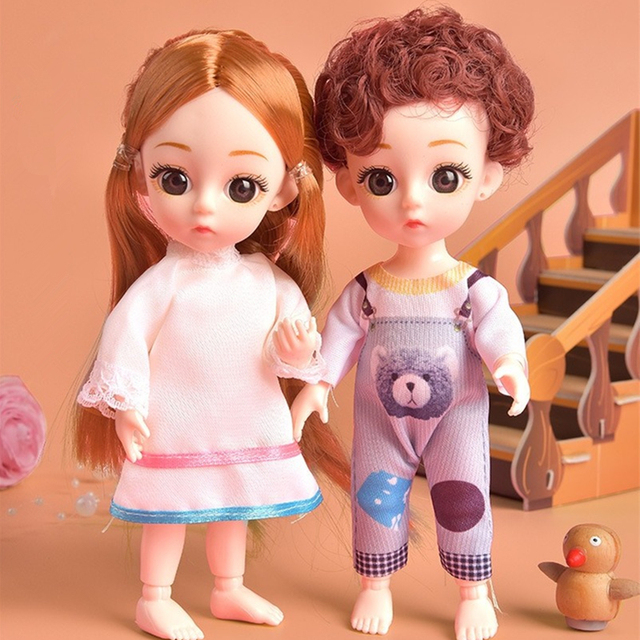 Nowa lalka dla dzieci BJD Cute Boy Girl Doll 1/12 z ubraniami - 16cm - Wianko - 3