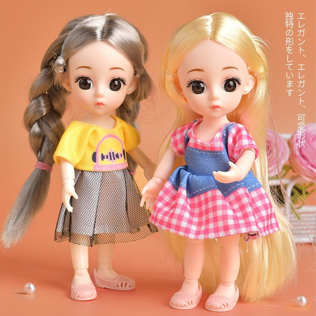 Nowa lalka dla dzieci BJD Cute Boy Girl Doll 1/12 z ubraniami - 16cm - Wianko - 7