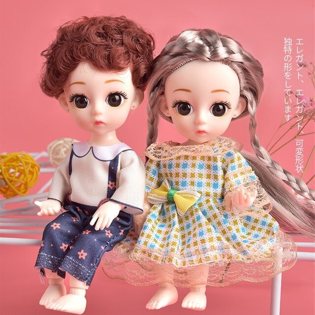 Nowa lalka dla dzieci BJD Cute Boy Girl Doll 1/12 z ubraniami - 16cm - Wianko - 8