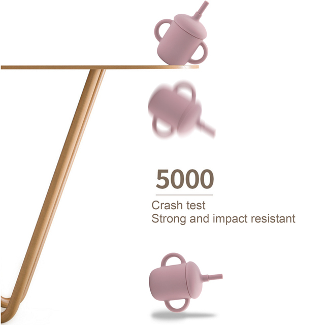 Silikonowy kubek do picia Premium, 100% Food Grade, podwójnie obsługiwany uchwyt, niezależny kubek ze słomką, łatwy w czyszczeniu, dla chłopców i dziewcząt - Wianko - 10