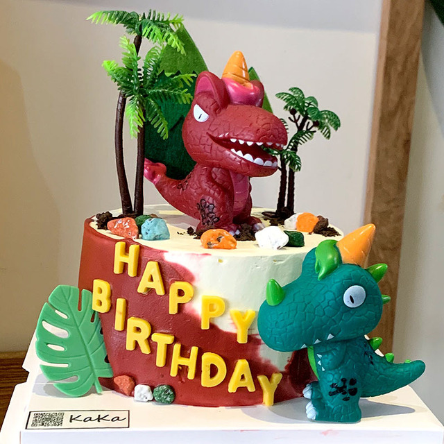 Dinozaur dekoracja na tort - Dżungla - Dla dzieci - Chłopiec - Jurajski świat - Ozdoba urodzinowa - Wianko - 2