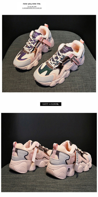 Nowe damskie buty z gumową podeszwą zimowe, koreańskie - ciepłe, oddychające, pluszowe, antypoślizgowe - czarne, beżowe, różowe, białe - grube i wulkanizowane - Wianko - 27
