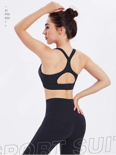 Biustonosz sportowy Crop Top Push Up z wycięciem na plecach - Fitness, bieganie, joga - Damski - Wianko - 1