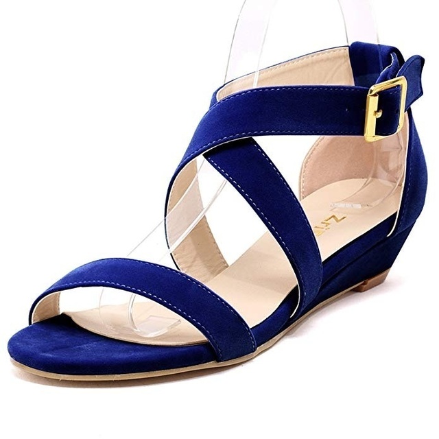 Damskie sandały na koturnie w prostym stylu z aksamitnymi klinami - Wianko - 19