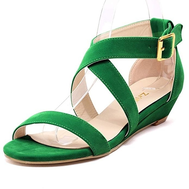 Damskie sandały na koturnie w prostym stylu z aksamitnymi klinami - Wianko - 21