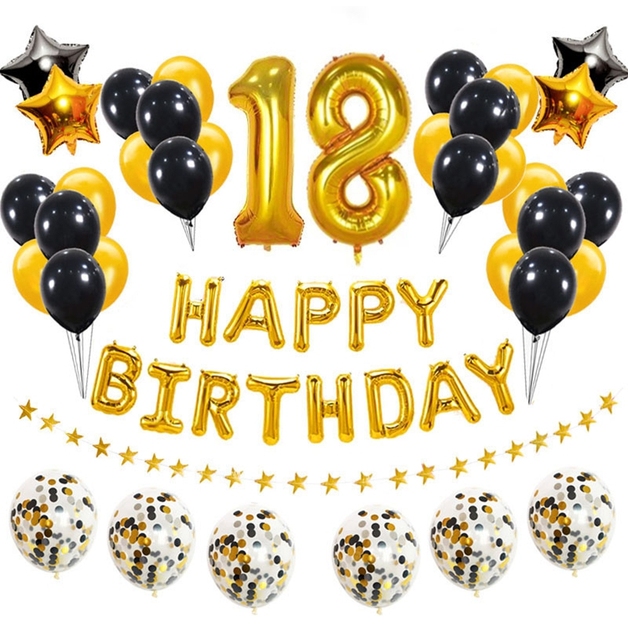 Złote czarne balony z liczbami na przyjęcie urodzinowe - 16, 18, 21, 25, 30, 40, 50, 60 lat - mężczyzna, kobieta - Wianko - 5