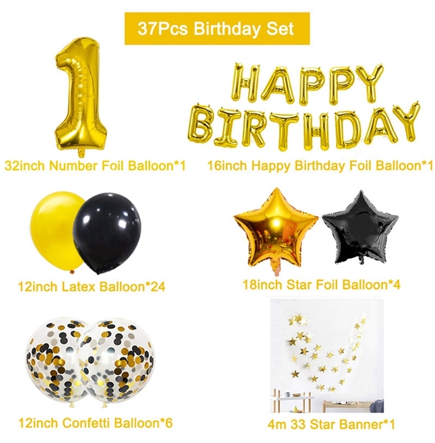 Złote czarne balony z liczbami na przyjęcie urodzinowe - 16, 18, 21, 25, 30, 40, 50, 60 lat - mężczyzna, kobieta - Wianko - 3