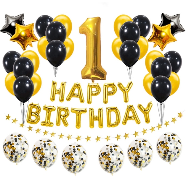 Złote czarne balony z liczbami na przyjęcie urodzinowe - 16, 18, 21, 25, 30, 40, 50, 60 lat - mężczyzna, kobieta - Wianko - 2