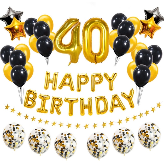 Złote czarne balony z liczbami na przyjęcie urodzinowe - 16, 18, 21, 25, 30, 40, 50, 60 lat - mężczyzna, kobieta - Wianko - 9