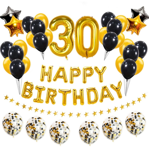 Złote czarne balony z liczbami na przyjęcie urodzinowe - 16, 18, 21, 25, 30, 40, 50, 60 lat - mężczyzna, kobieta - Wianko - 7