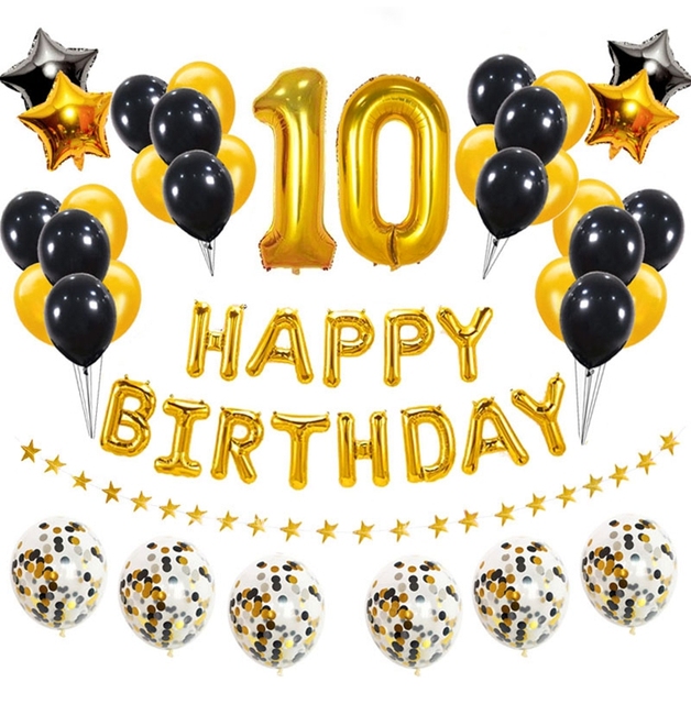 Złote czarne balony z liczbami na przyjęcie urodzinowe - 16, 18, 21, 25, 30, 40, 50, 60 lat - mężczyzna, kobieta - Wianko - 4