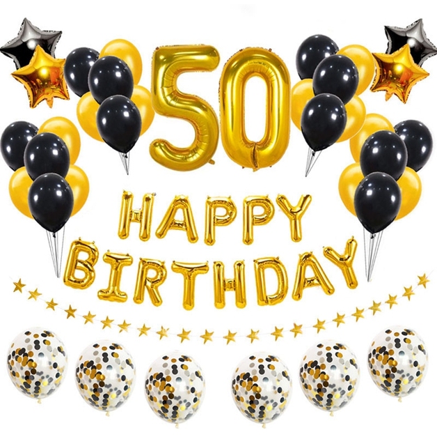 Złote czarne balony z liczbami na przyjęcie urodzinowe - 16, 18, 21, 25, 30, 40, 50, 60 lat - mężczyzna, kobieta - Wianko - 10