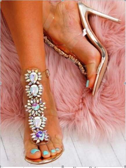 Wysokie obcasy buty sandały Gladiator kolorowe kryształowe sandały na lato z klamrą w stylu boho Plus Size 43 - Wianko - 25