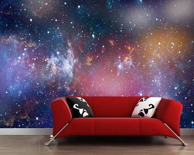 Niestandardowe tapety dziecięce - mgławica, gwiazdy i galaktyczne malowidła na tle pokoju lub salonu - Wianko - 1